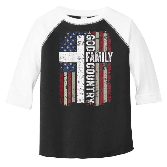 God Family Country Patriotic Christian Cross USA Toddler Fine Jersey T-Shirt