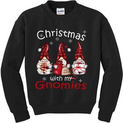 Gnome Family Christmas Buffalo Plaid Kids Sweatshirt