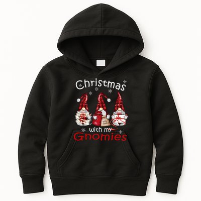 Gnome Family Christmas Buffalo Plaid Kids Hoodie