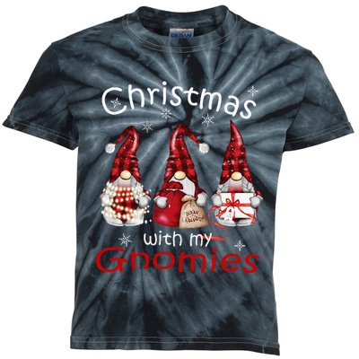 Gnome Family Christmas Buffalo Plaid Kids Tie-Dye T-Shirt