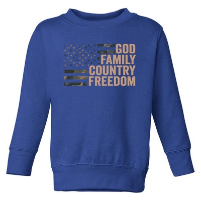 God Family Country Freedom Camouflage Christian Usa Flag Meaningful Gift Toddler Sweatshirt