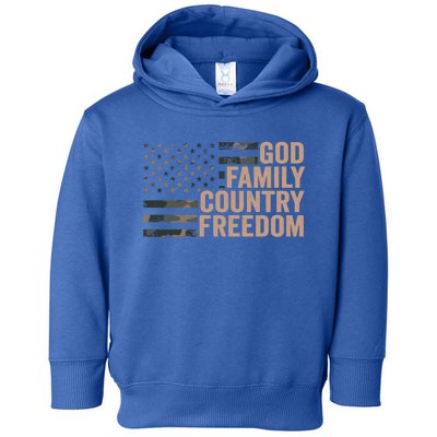 God Family Country Freedom Camouflage Christian Usa Flag Meaningful Gift Toddler Hoodie