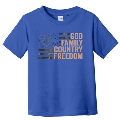 God Family Country Freedom Camouflage Christian Usa Flag Meaningful Gift Toddler T-Shirt