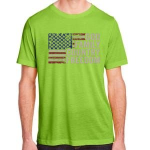 God Family Country Freedom 4th July USA Flag Christian Adult ChromaSoft Performance T-Shirt