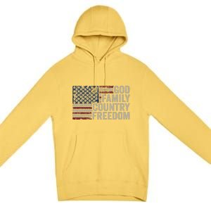 God Family Country Freedom 4th July USA Flag Christian Premium Pullover Hoodie