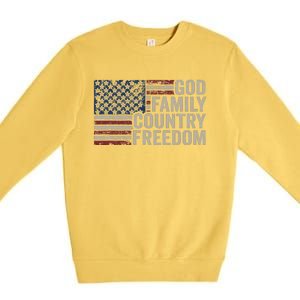 God Family Country Freedom 4th July USA Flag Christian Premium Crewneck Sweatshirt