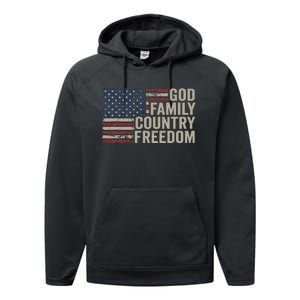 God Family Country Freedom 4th July USA Flag Christian Performance Fleece Hoodie