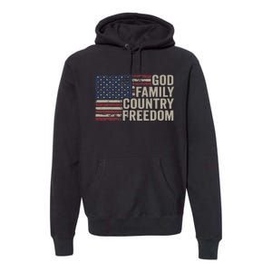 God Family Country Freedom 4th July USA Flag Christian Premium Hoodie