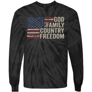 God Family Country Freedom 4th July USA Flag Christian Tie-Dye Long Sleeve Shirt