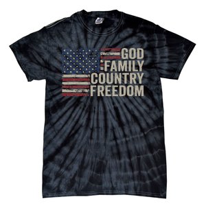 God Family Country Freedom 4th July USA Flag Christian Tie-Dye T-Shirt