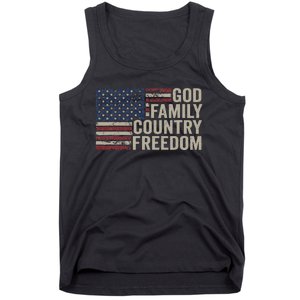 God Family Country Freedom 4th July USA Flag Christian Tank Top