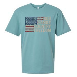 God Family Country Freedom 4th July USA Flag Christian Sueded Cloud Jersey T-Shirt