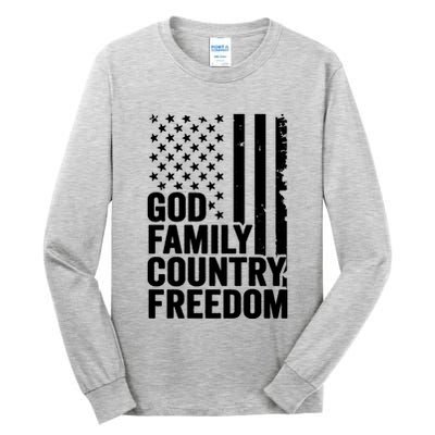 God Family Country Freedom Patriotic Christian USA Flag Long Tall Long Sleeve T-Shirt