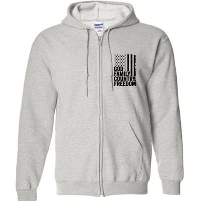 God Family Country Freedom Patriotic Christian USA Flag Long Full Zip Hoodie