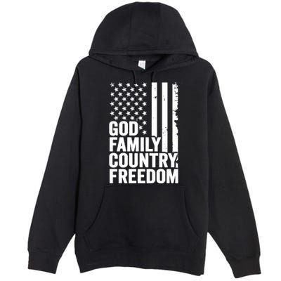 God Family Country Freedom Patriotic Christian USA Flag Long Premium Pullover Hoodie