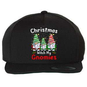 Gnome Family Christmas Funny Christmas With My Gnomies Gift Wool Snapback Cap