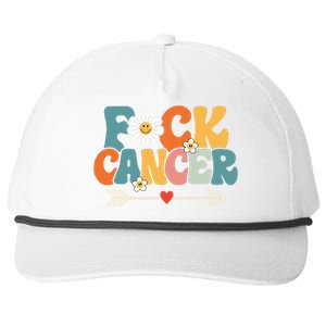 Groovy Fuck Cancer I Hate Cancer Breast Cancer Awareness Snapback Five-Panel Rope Hat