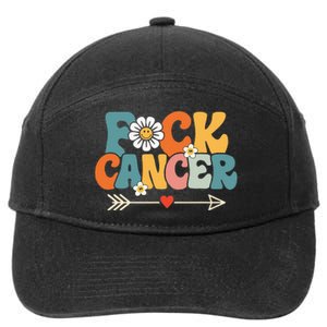 Groovy Fuck Cancer I Hate Cancer Breast Cancer Awareness 7-Panel Snapback Hat