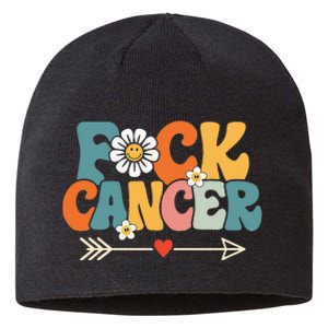 Groovy Fuck Cancer I Hate Cancer Breast Cancer Awareness Sustainable Beanie