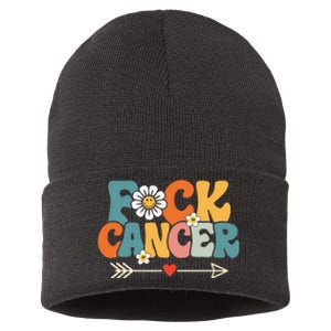 Groovy Fuck Cancer I Hate Cancer Breast Cancer Awareness Sustainable Knit Beanie