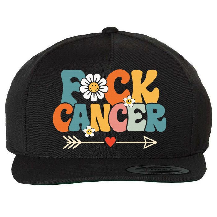 Groovy Fuck Cancer I Hate Cancer Breast Cancer Awareness Wool Snapback Cap