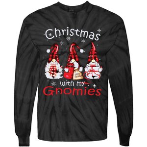 Gnome Family Christmas Shirts For Women Buffalo Plaid Tie-Dye Long Sleeve Shirt