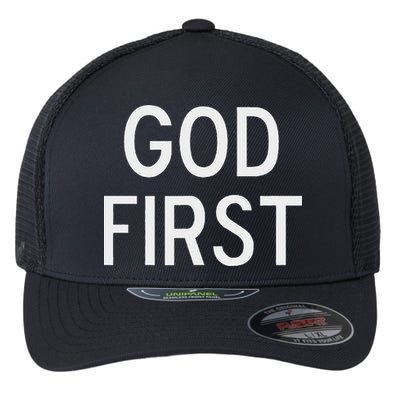 God First Christian Bible Faith Family Flexfit Unipanel Trucker Cap