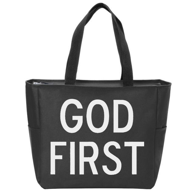 God First Christian Bible Faith Family Zip Tote Bag
