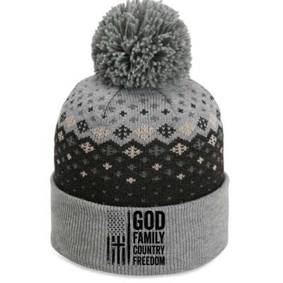 God Family Country Freedom Meaningful Gift Christian Usa Flag Cross Great Gift The Baniff Cuffed Pom Beanie