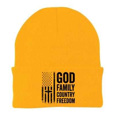 God Family Country Freedom Meaningful Gift Christian Usa Flag Cross Great Gift Knit Cap Winter Beanie