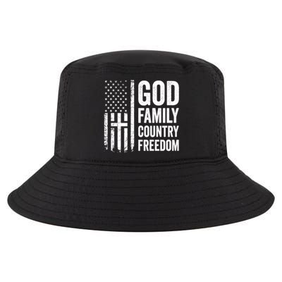 God Family Country Freedom Meaningful Gift Christian Usa Flag Cross Great Gift Cool Comfort Performance Bucket Hat