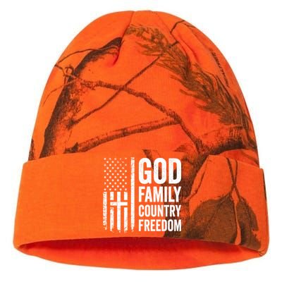 God Family Country Freedom Meaningful Gift Christian Usa Flag Cross Great Gift Kati Licensed 12" Camo Beanie