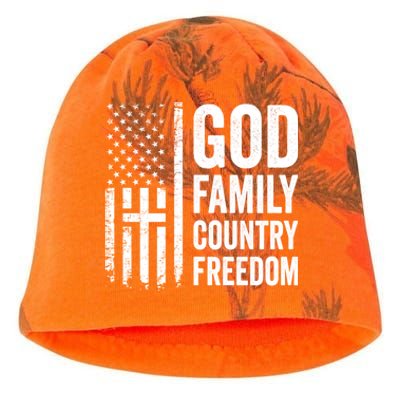 God Family Country Freedom Meaningful Gift Christian Usa Flag Cross Great Gift Kati - Camo Knit Beanie