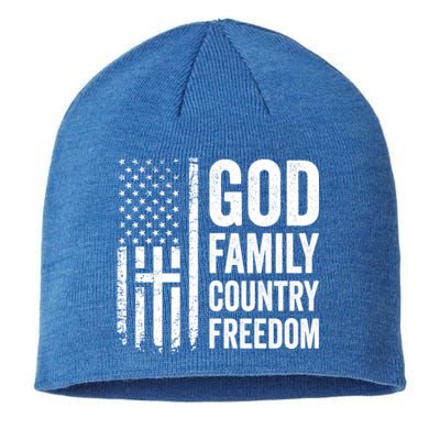 God Family Country Freedom Meaningful Gift Christian Usa Flag Cross Great Gift Sustainable Beanie