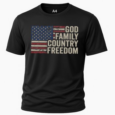 God Family Country Freedom 4th July USA Flag Christian Performance Shirt