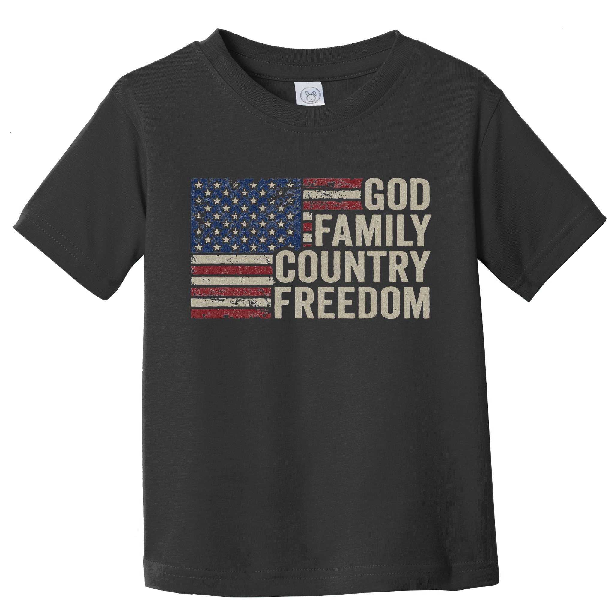 God Family Country Freedom 4th July USA Flag Christian Toddler T-Shirt