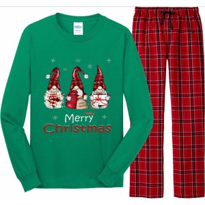 Gnome Family Christmas For Buffalo Plaid Long Sleeve Pajama Set