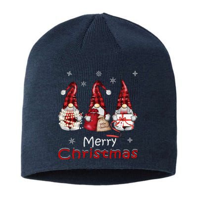 Gnome Family Christmas For Buffalo Plaid Sustainable Beanie