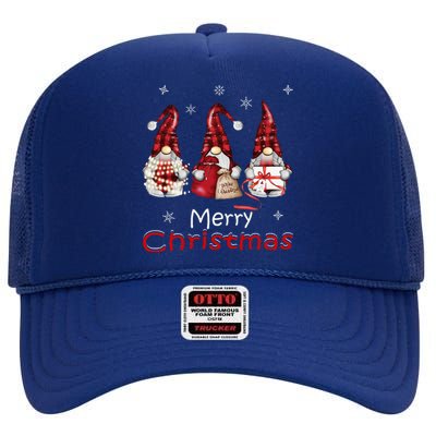 Gnome Family Christmas For Buffalo Plaid High Crown Mesh Back Trucker Hat