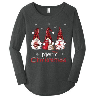 Gnome Family Christmas Shirts For Women Buffalo Plaid Women's Perfect Tri Tunic Long Sleeve Shirt