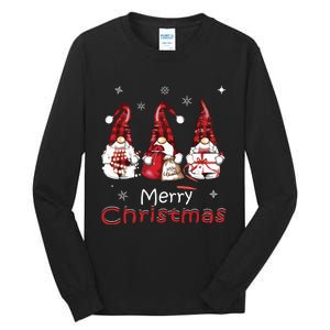 Gnome Family Christmas Shirts For Women Buffalo Plaid Tall Long Sleeve T-Shirt