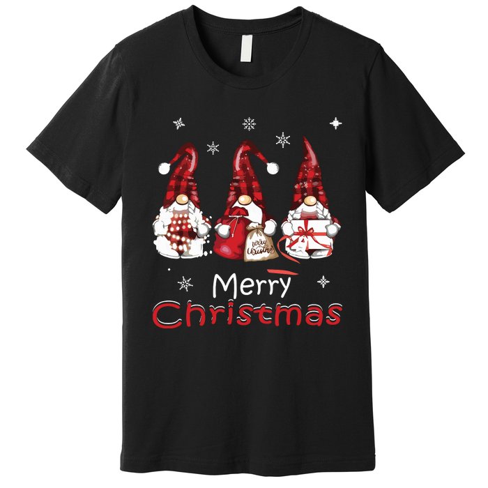 Gnome Family Christmas Shirts For Women Buffalo Plaid Premium T-Shirt