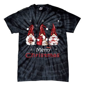 Gnome Family Christmas Shirts For Women Buffalo Plaid Tie-Dye T-Shirt