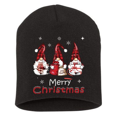 Gnome Family Christmas Shirts For Women Buffalo Plaid Short Acrylic Beanie