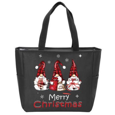 Gnome Family Christmas Shirts For Women Buffalo Plaid Zip Tote Bag