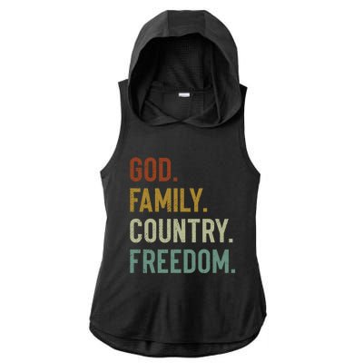 God Family Country Freedom Retro Patriotic Christian Values Cool Gift Ladies PosiCharge Tri-Blend Wicking Draft Hoodie Tank