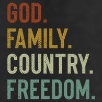 God Family Country Freedom Retro Patriotic Christian Values Cool Gift 7 Panel Mesh Trucker Snapback Hat