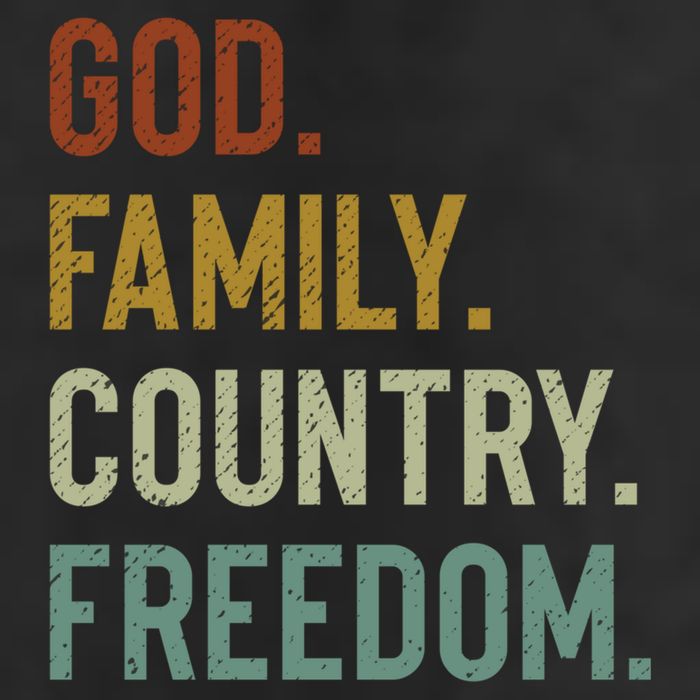 God Family Country Freedom Retro Patriotic Christian Values Cool Gift 7 Panel Mesh Trucker Snapback Hat