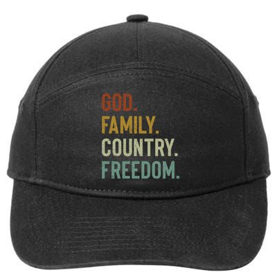 God Family Country Freedom Retro Patriotic Christian Values Cool Gift 7-Panel Snapback Hat