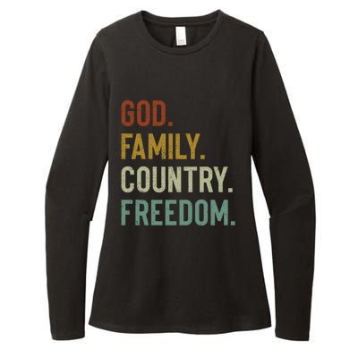 God Family Country Freedom Retro Patriotic Christian Values Cool Gift Womens CVC Long Sleeve Shirt